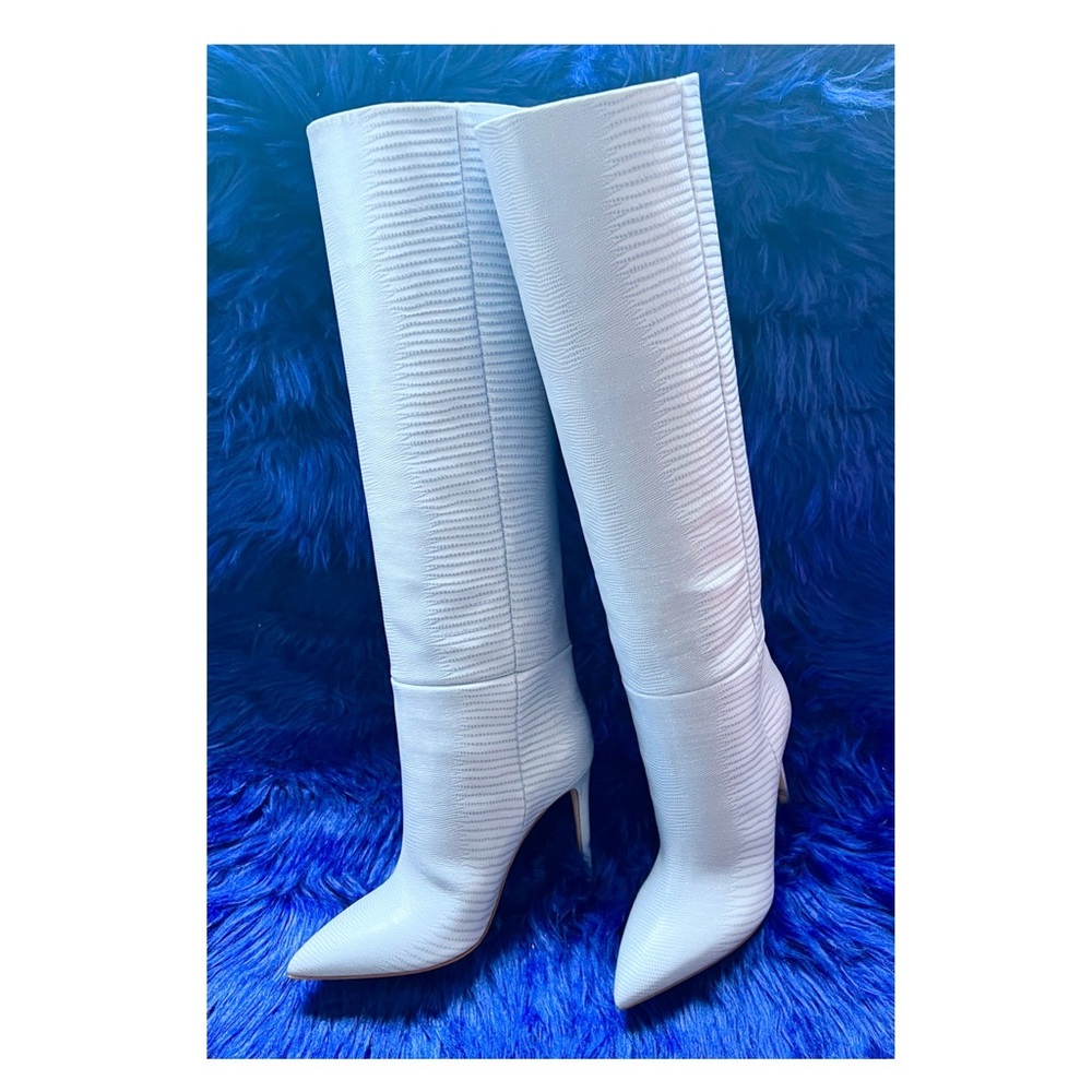 New PARIS TEXAS Snakeskin Effect Leather Boots Denim 38 they run small - Picture 8 of 12